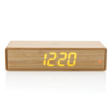 Logo trade promotional items image of: Bamboo alarm clock with 5W wireless charger